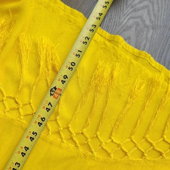 Colors of India Dress Womans Long Sleeveless Free Size Yellow Fringe Maxi Layere - Picture 12 of 12